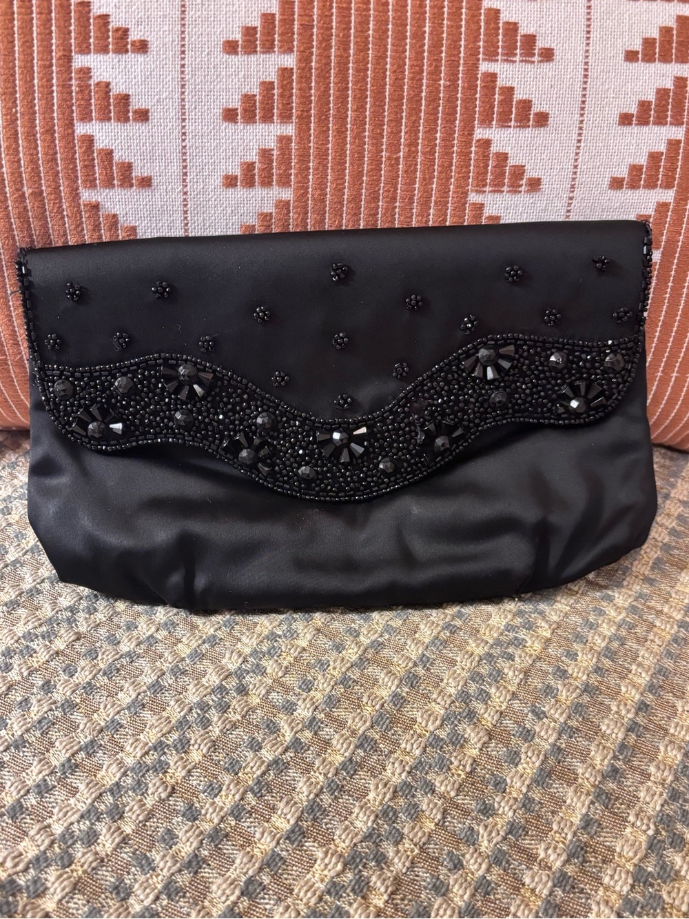 Vintage Magid Black Beaded Clutch